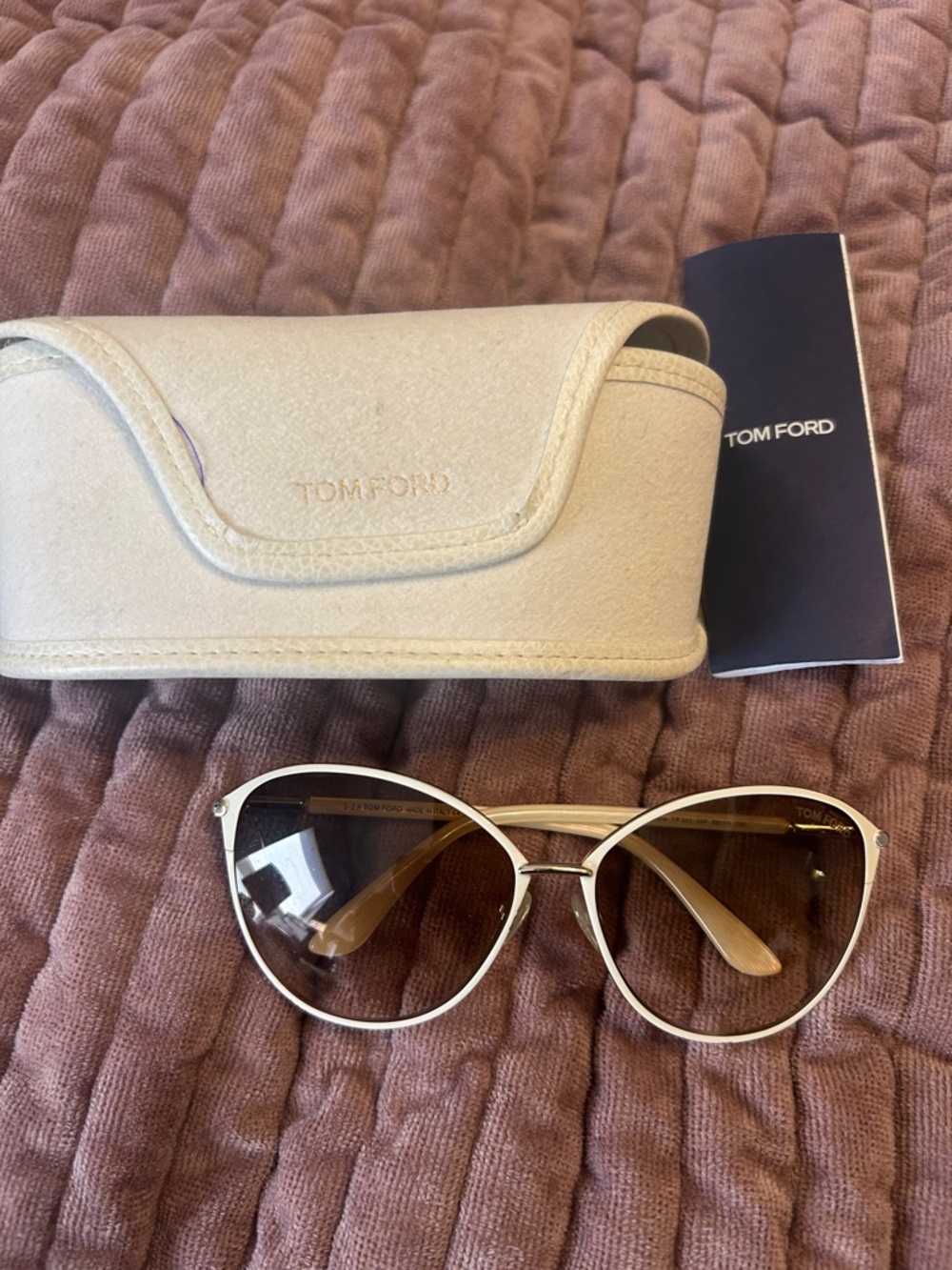 Tom Ford Gradient Cream Frame Sunglasses with Brown Gradient Lenses